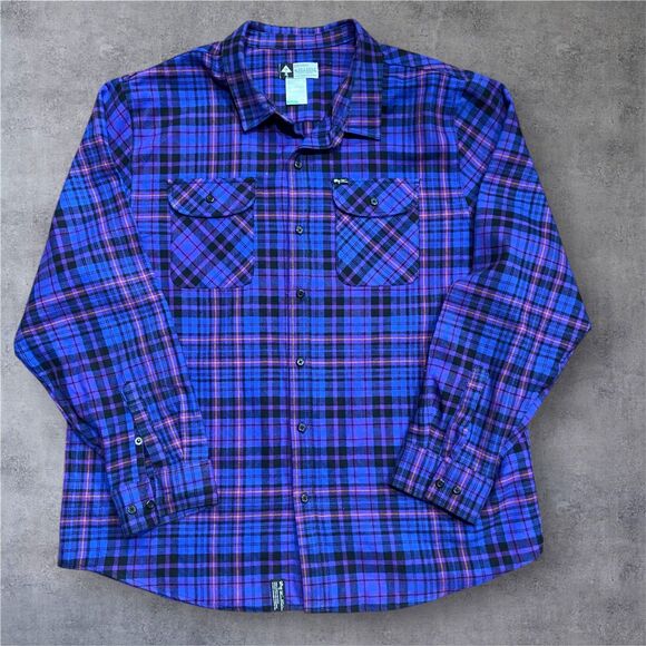 Lrg Other - LRG Lifted Research Group Y2K Plaid Purple Black Button Up Shirt Flannel 2XL